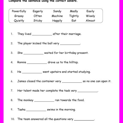 Adverb Worksheets Grade 1 Grade1to6 Worksheets Library