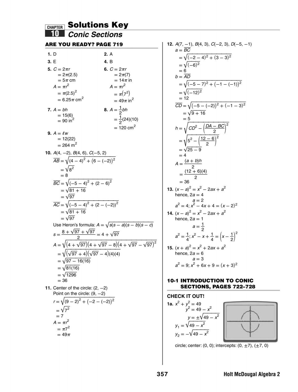 Algebra 2 Ch 10 Solutions Key A2 ch 10 solutions key Peninsula