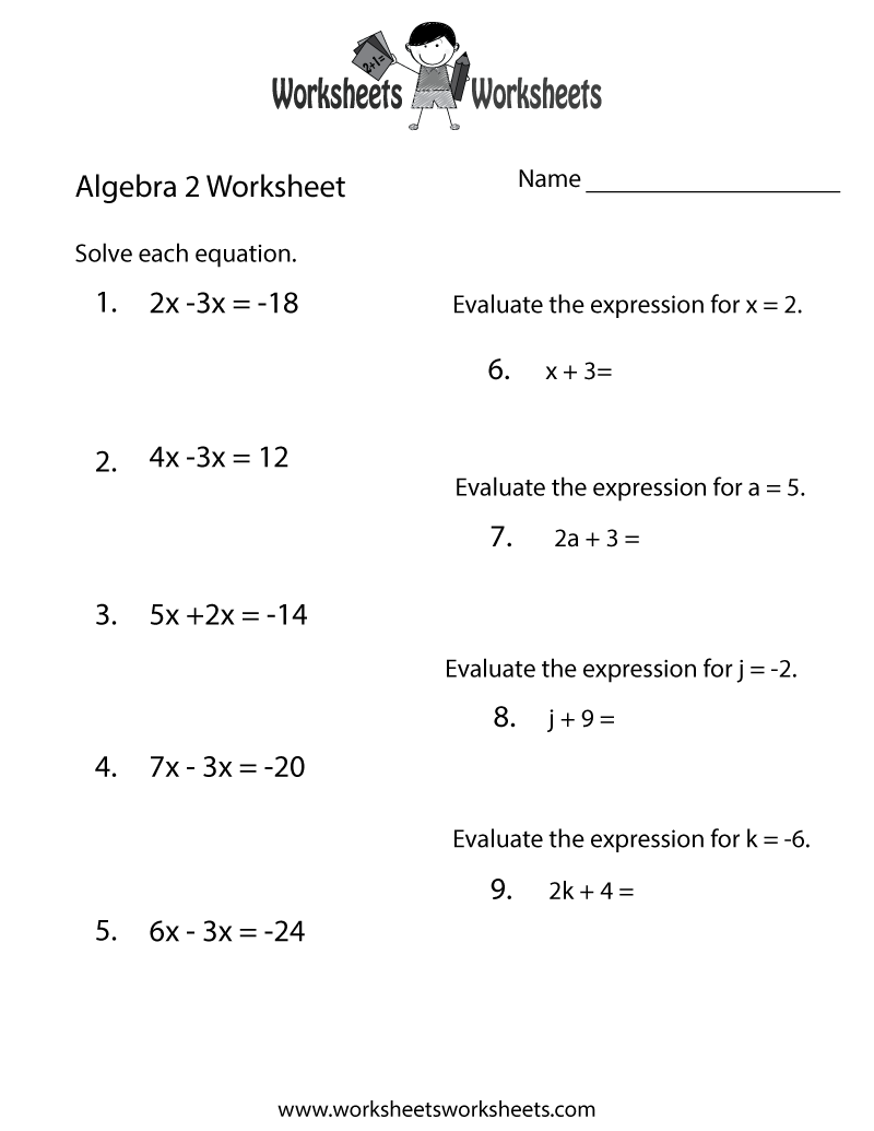 Algebra 2 Review Worksheet Worksheets Worksheets Algebra 2 Review Worksheet Worksheets Worksheets