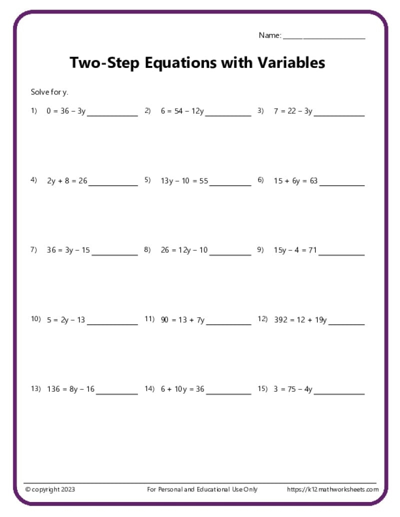 Algebra Worksheets K12 Math Worksheets