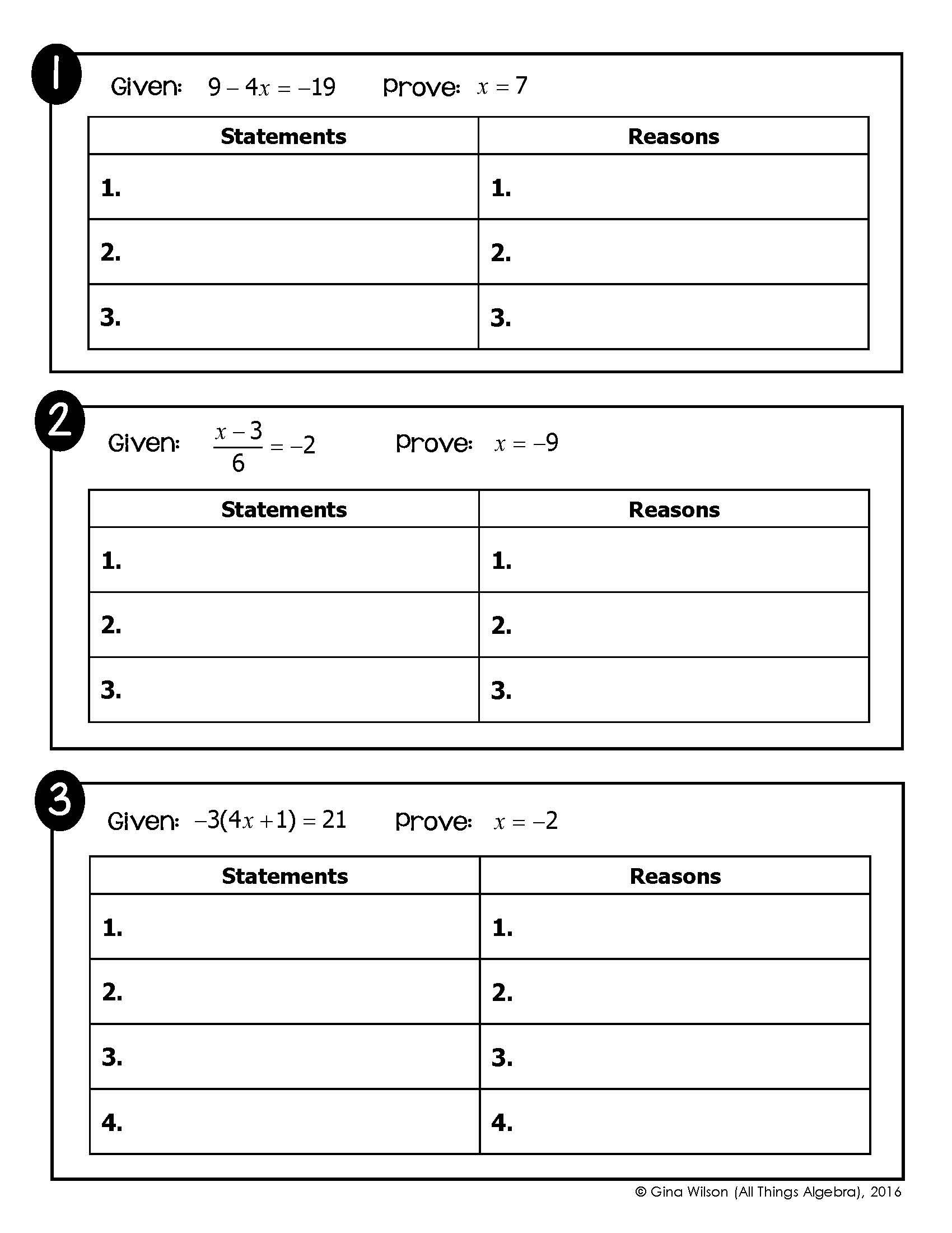 Algebraic Proofs Set 1 Peel Stick Activity All Things Algebra 