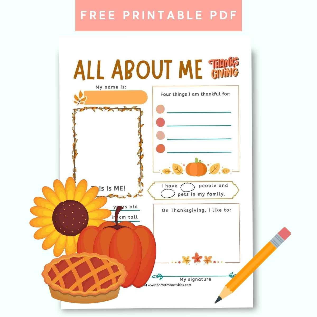 All About Me Thanksgiving Printable Worksheet All About Me Thanksgiving Printable Worksheet