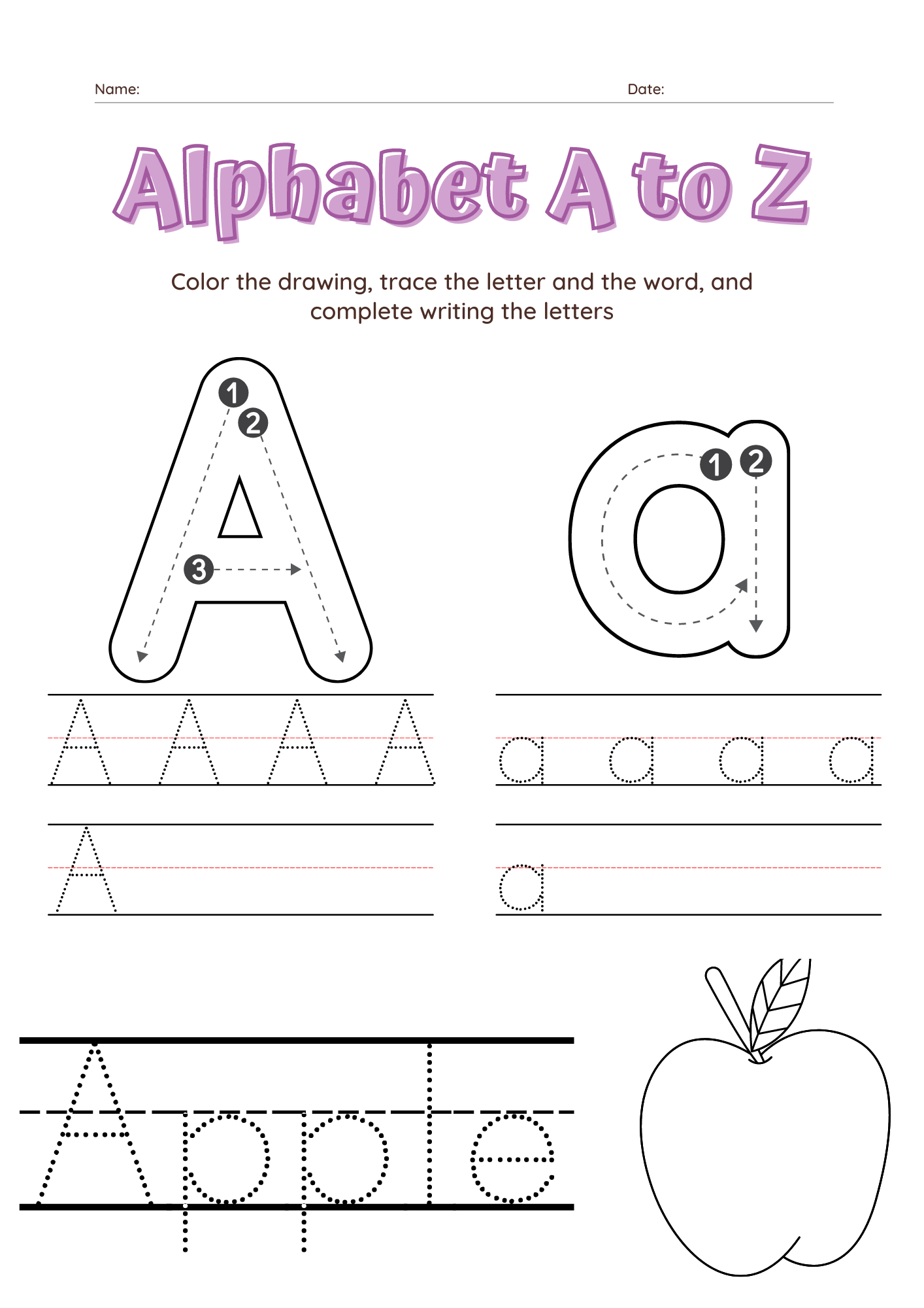 Alphabet A To Z Tracing Letters And Words Writing Them And Coloring Made By Teachers Alphabet A To Z Tracing Letters And Words Writing Them And Coloring Made By Teachers