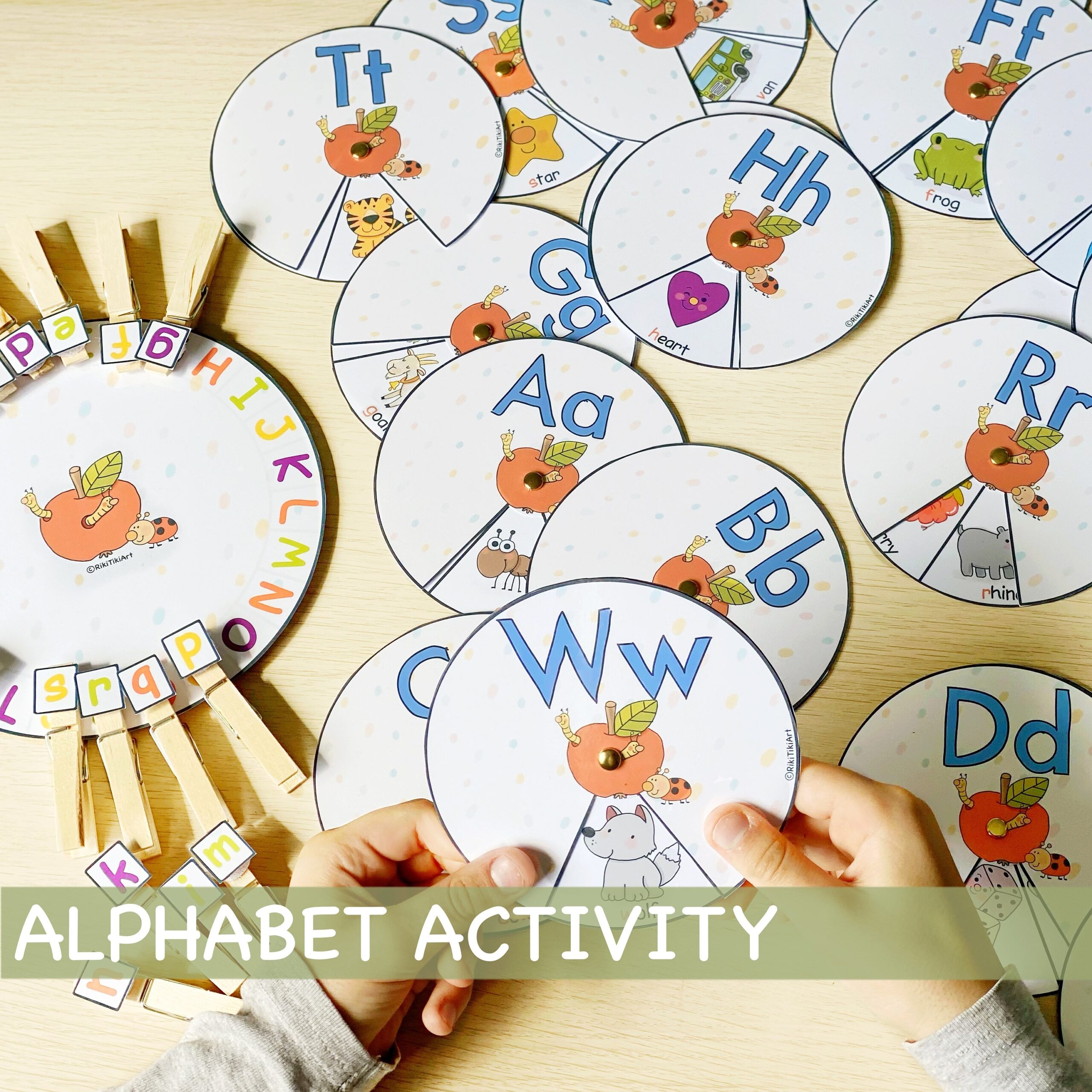 Alphabet Activities Preschool Game For Toddlers Printable Alphabet Spinners Matching Wheel ABC Preschool Printables Homeschool Resources Etsy