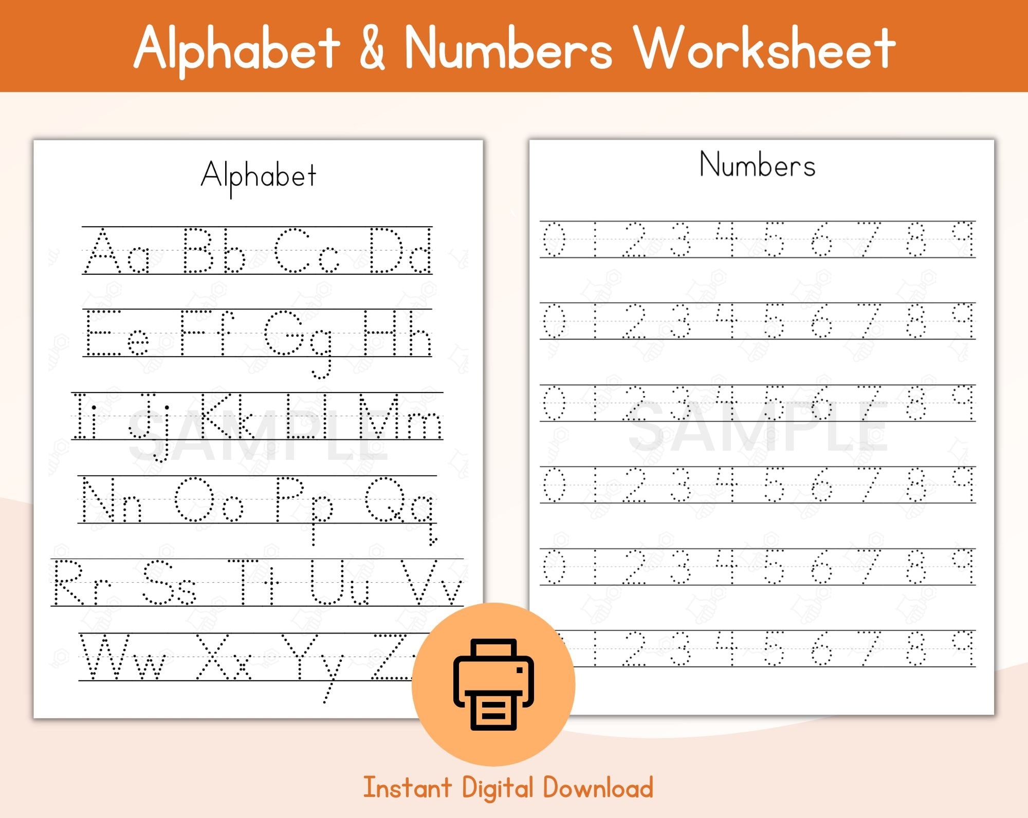 letter and number tracing sheets