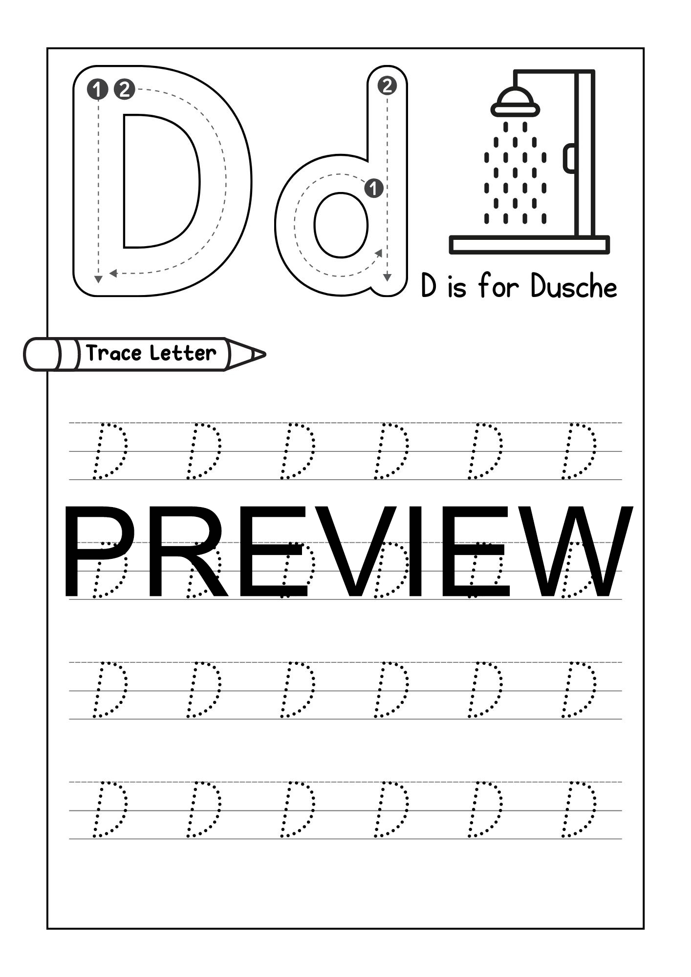 Alphabet Tracing Practice Letter D Handwriting Worksheet Uppercase Lowercase Made By Teachers