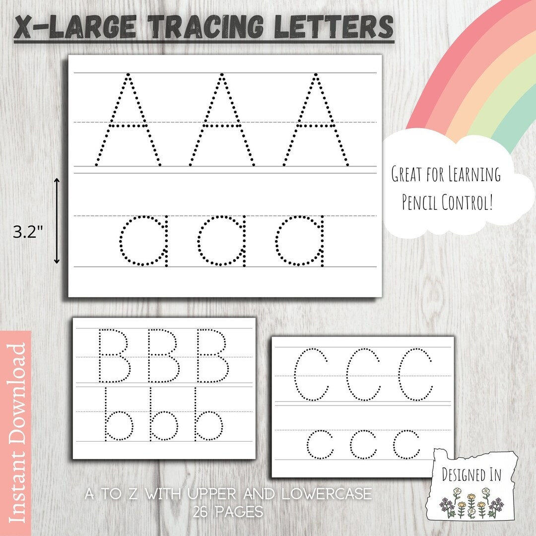 Alphabet Tracing Printable Large Letters For Preschool Curriculum Worksheets ABC Pre k Etsy