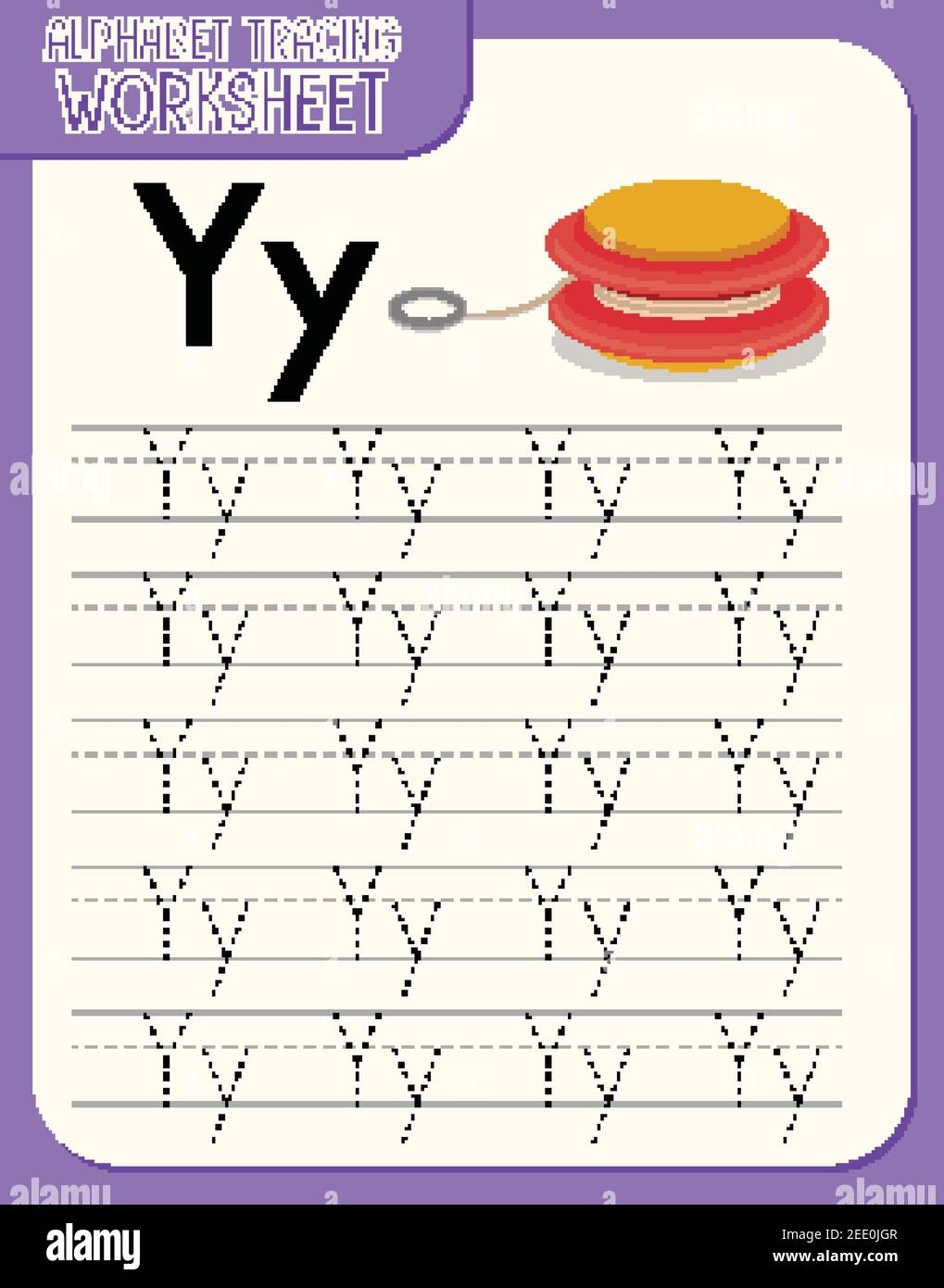 Alphabet Tracing Worksheet With Letter Y And Y Illustration Stock Vector Image Art Alamy