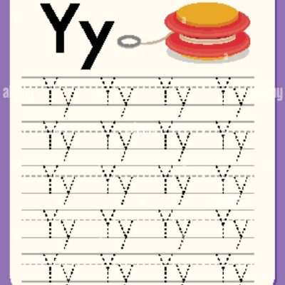 Alphabet Tracing Worksheet With Letter Y And Y Illustration Stock Vector Image Art Alamy
