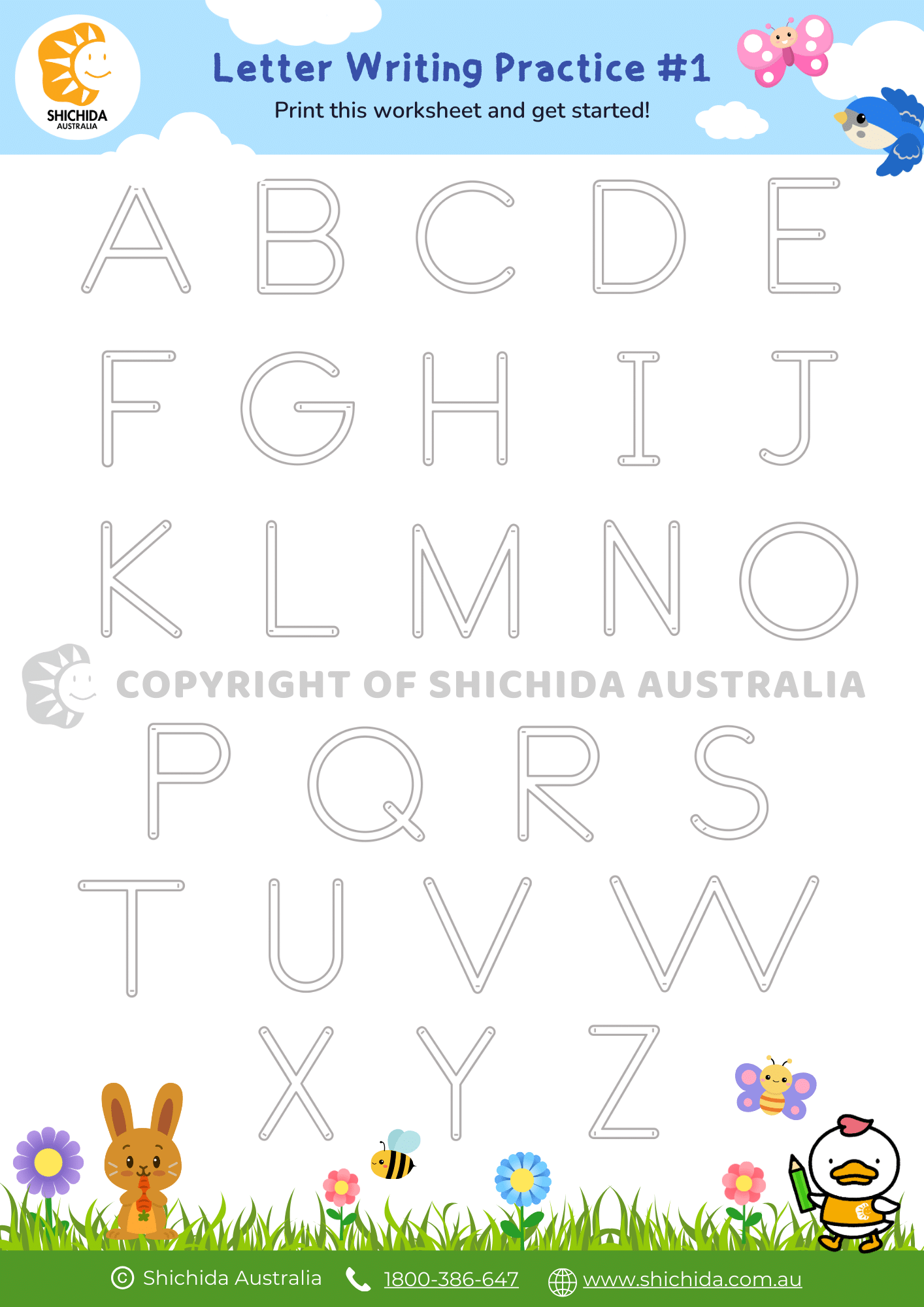 Alphabet Writing Worksheet 1 Free Letter Tracing For Kids