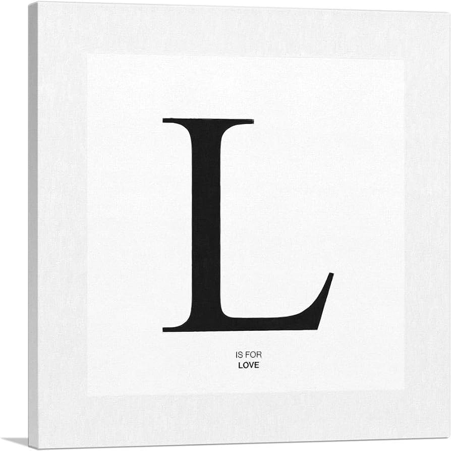 Amazon ARTCANVAS Modern Black And White Gray Serif Alphabet Letter L Canvas Art Print Stretched Framed Painting Picture Poster Giclee Wall Decor 18 X 18 0 75 Deep Posters Prints