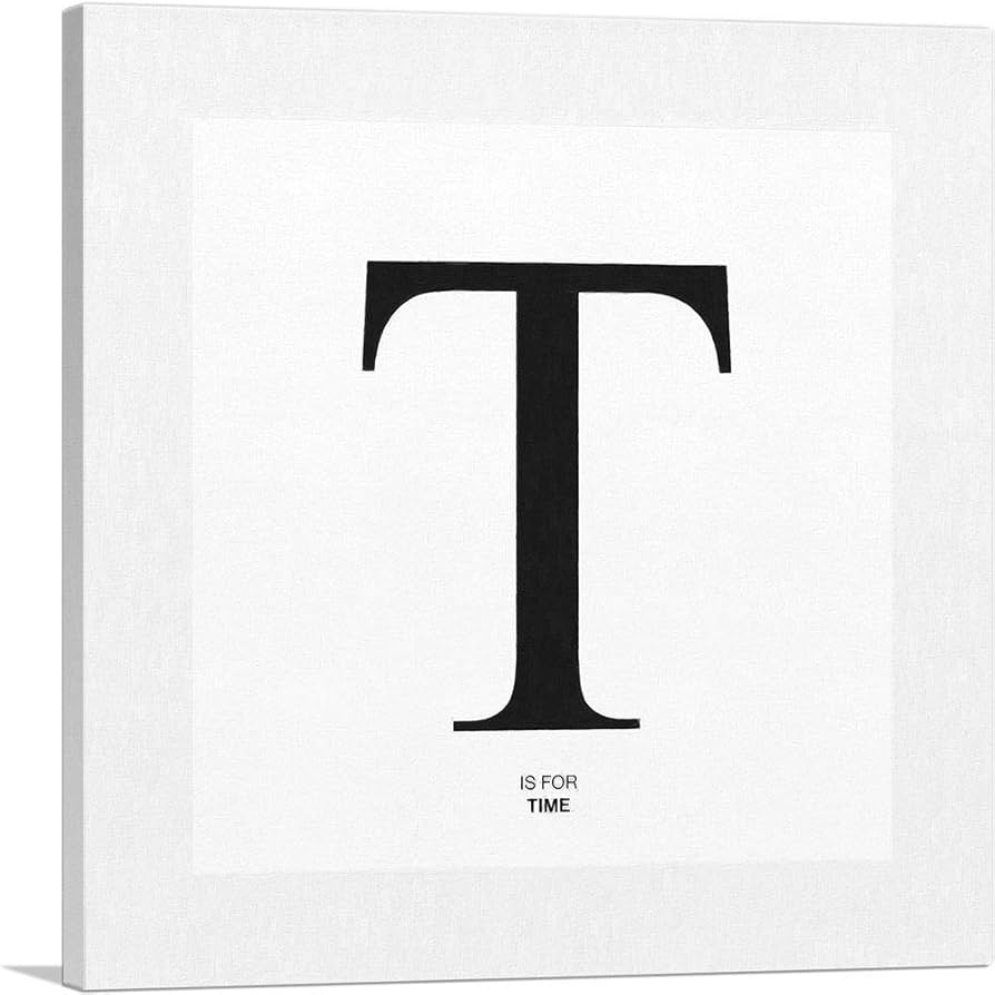 Amazon ARTCANVAS Modern Black And White Gray Serif Alphabet Letter T Canvas Art Print Stretched Framed Painting Picture Poster Giclee Wall Decor 36 X 36 1 50 Deep Posters Prints