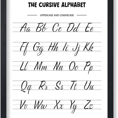 Amazon Monem Art The Cursive Alphabet Poster Cursive Handwriting Print Nursery Graphic Typography Art Library Design Great Kids Room Or Classroom Wall Decor 18x24 UNFRAMED Wall Decor Home Kitchen
