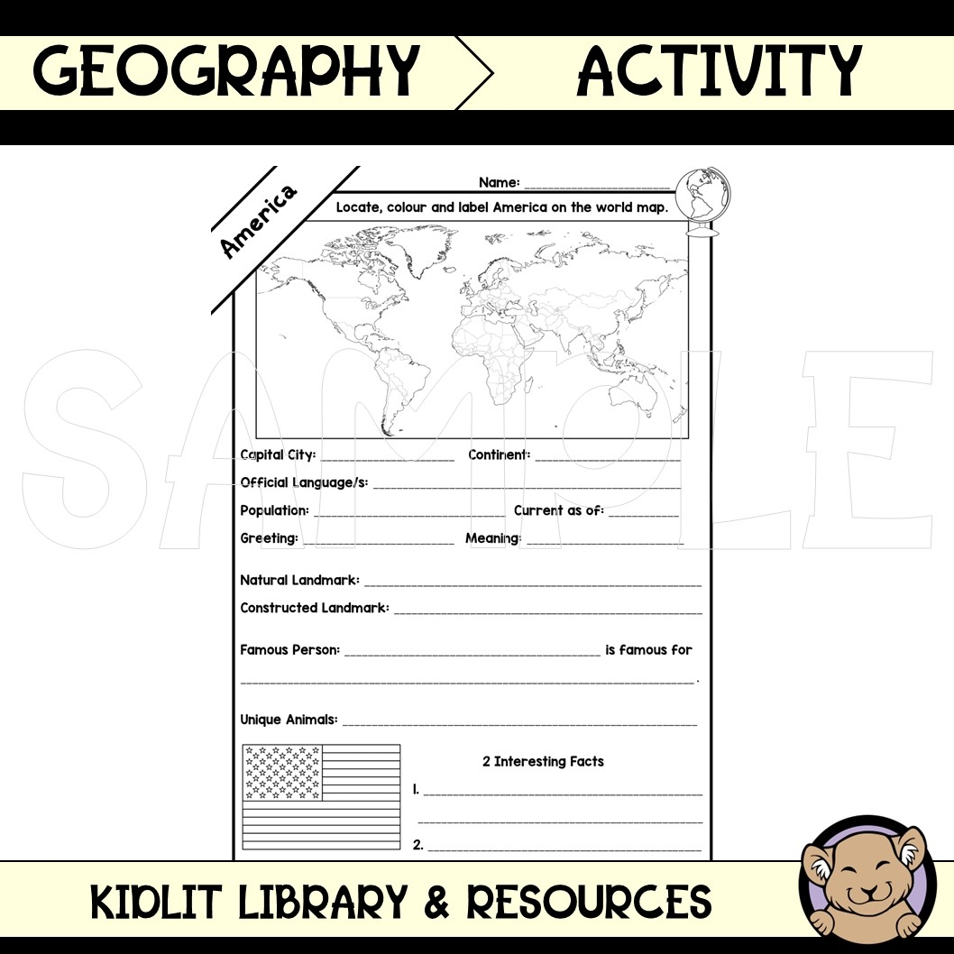 America Fact File Worksheet Made By Teachers