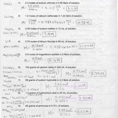 Andrew Gulbrandsen Molarity Problems Worksheet pdf Dr Slotsky Worksheets Library