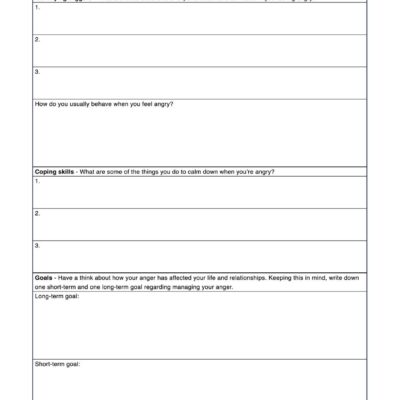 Anger Management Worksheets For Teens