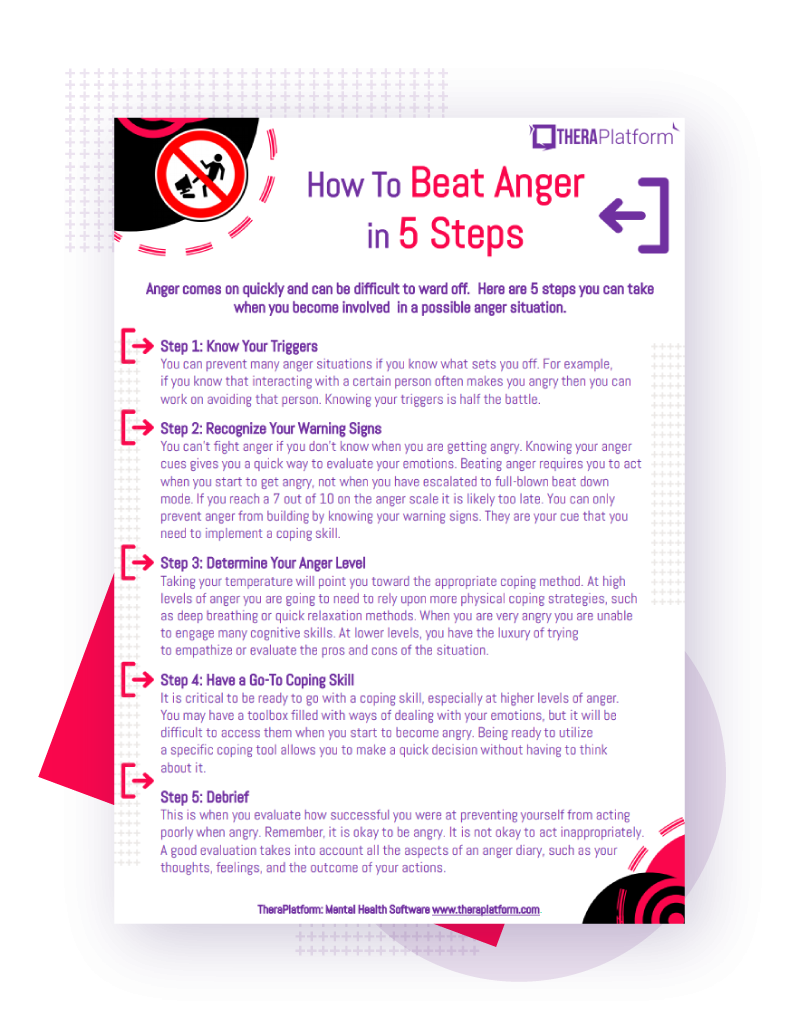 Anger Management Worksheets TheraPlatform Resources