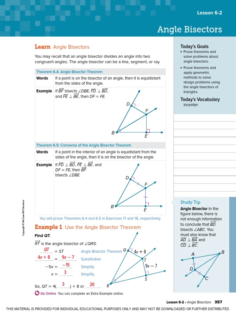 angle bisector worksheet pdf with answers