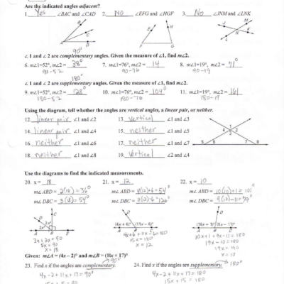 Angle Pair Relationships Geometry Worksheet