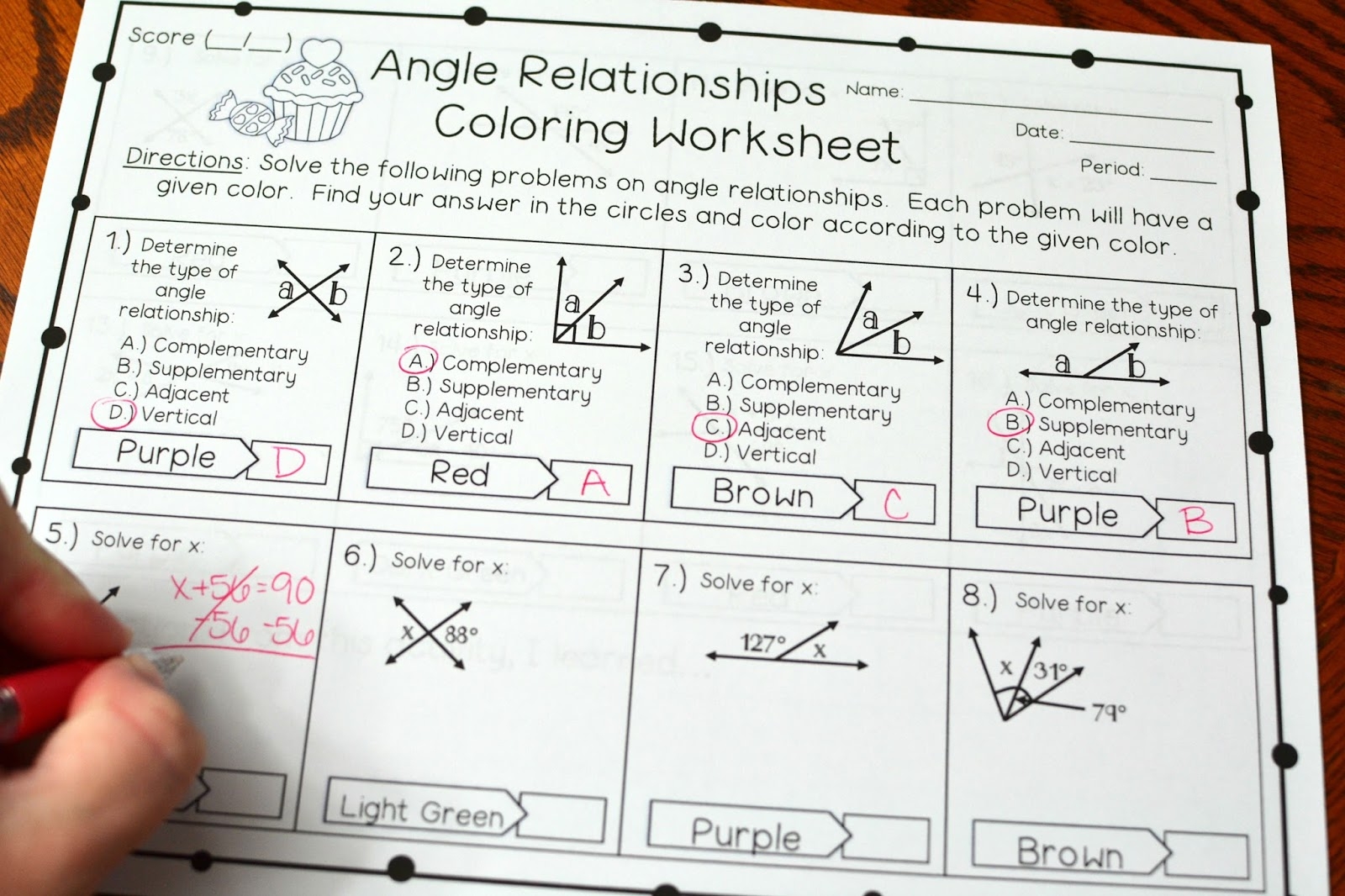 angle relationships worksheet with answers pdf