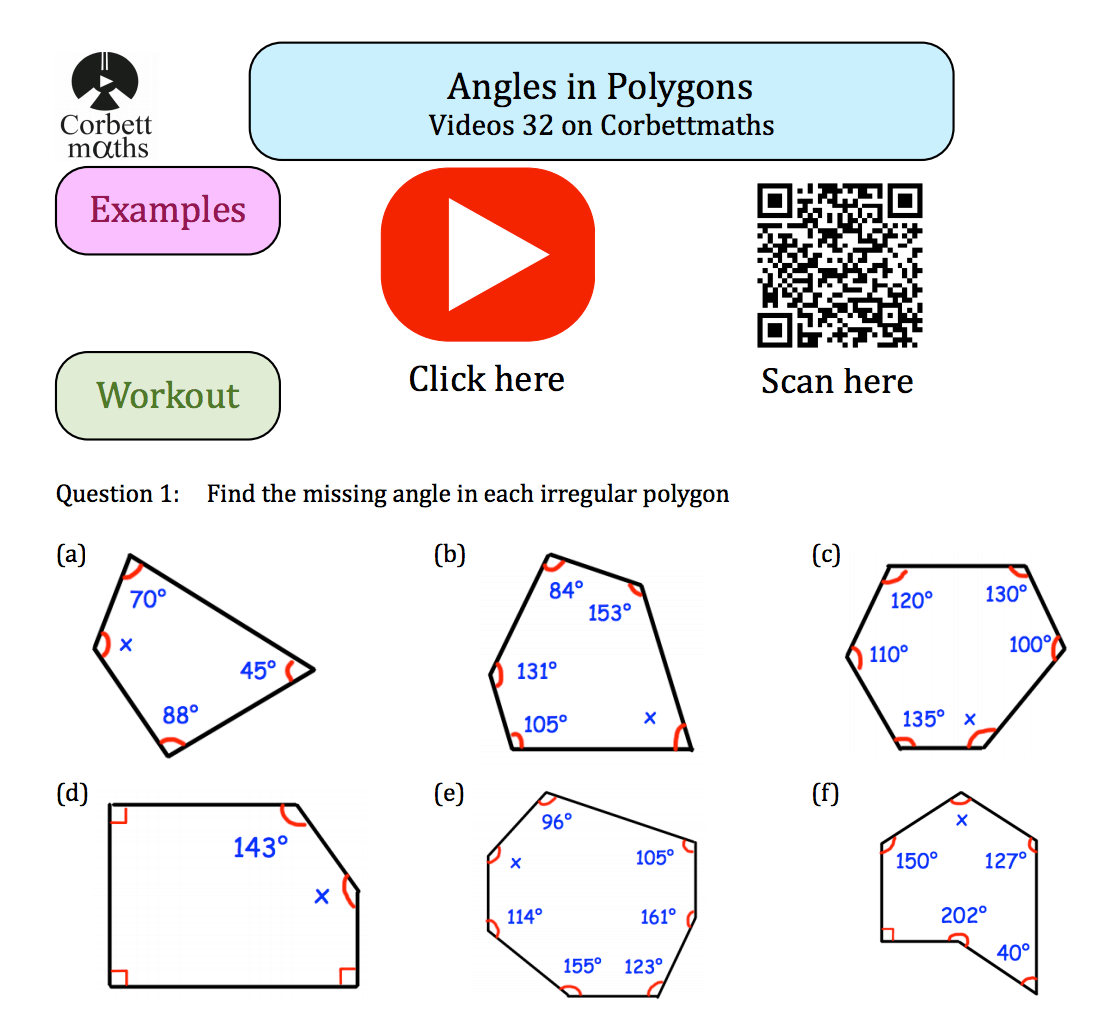 Angles In Polygons Textbook Exercise Corbettmaths Worksheets Library Angles In Polygons Textbook Exercise Corbettmaths Worksheets Library