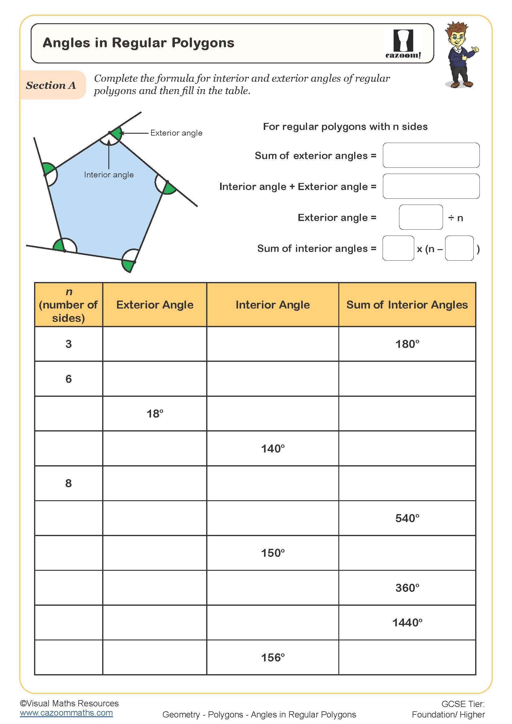 Angles In Regular Polygons Worksheet Printable Maths Worksheets Angles In Regular Polygons Worksheet Printable Maths Worksheets