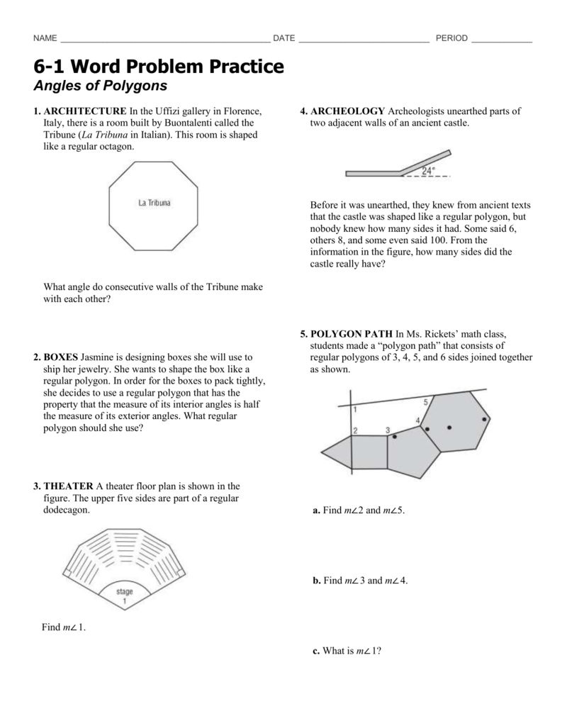 Angles Of Polygons Worksheet Geometry Practice
