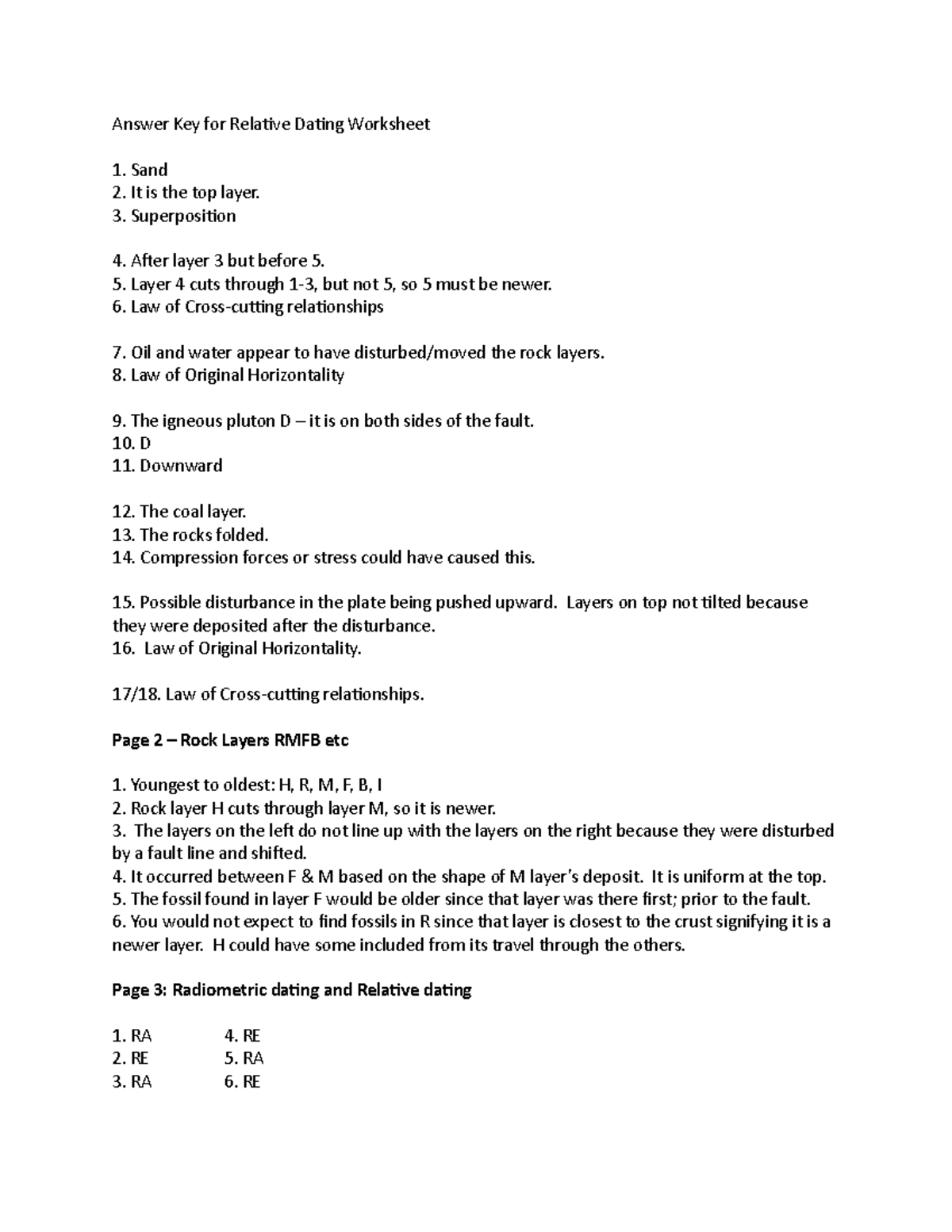 Answer Key For Relative Dating Worksheet Geology 101 Studocu Answer Key For Relative Dating Worksheet Geology 101 Studocu