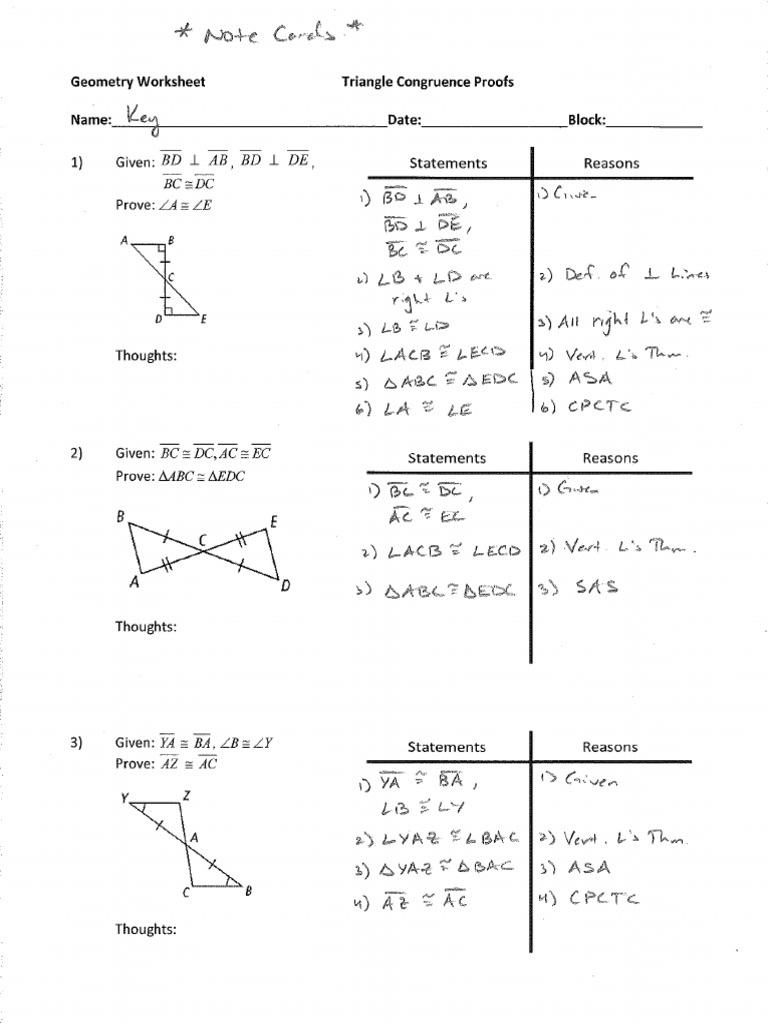 Answer Key Triangle Congruence Proofs Extra Practice PDF Worksheets Library