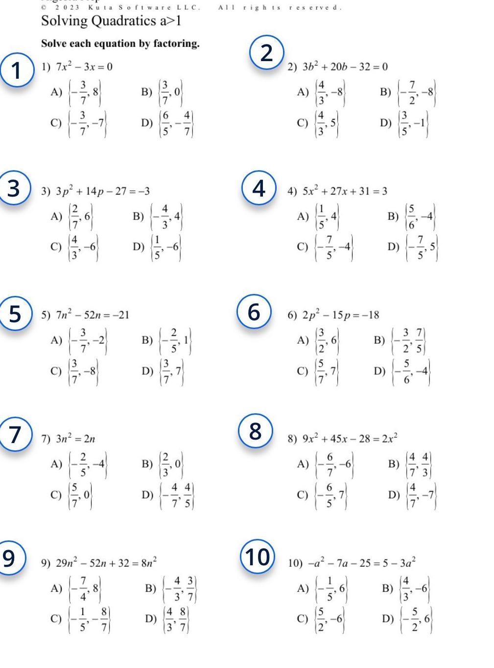 factoring trinomials worksheet answers kuta