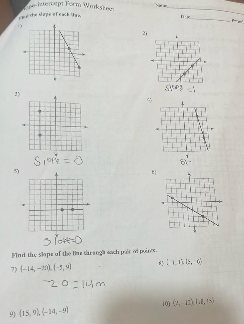 ANSWERED Find 1 Ope Intercept Form Worksheet The Slope Of Each Line 3 Kunduz