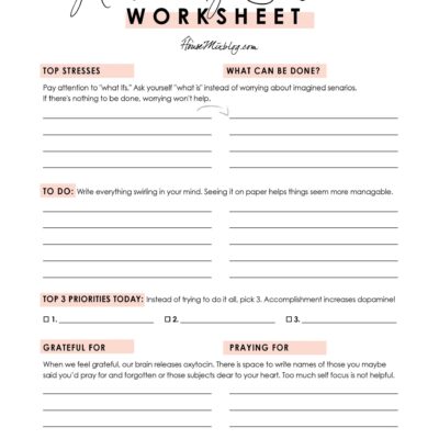 Anxiety Buster Worksheet No Fear Verses Printable House Mix