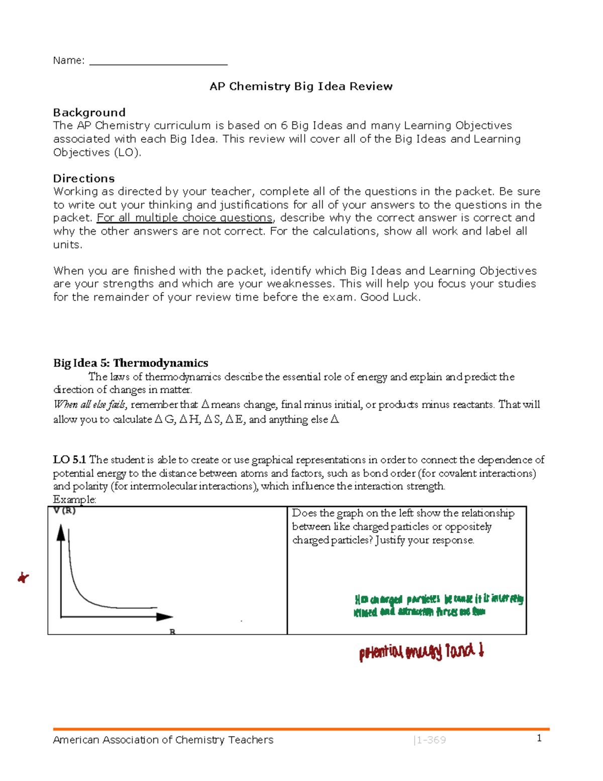 AP Chem Review Understanding Big Idea 5 Thermodynamics Studocu