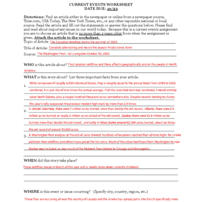 Ap Government Current Events Worksheet Important Issues Assignment Studocu