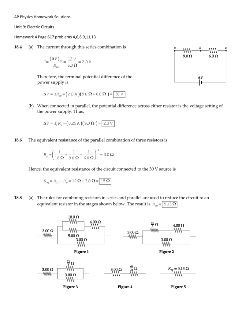 AP Physics Electric Circuits Homework Solutions