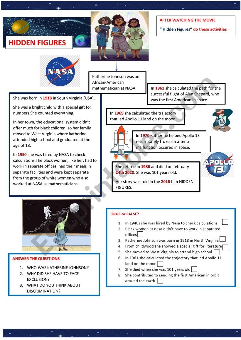 hidden figures worksheet answers