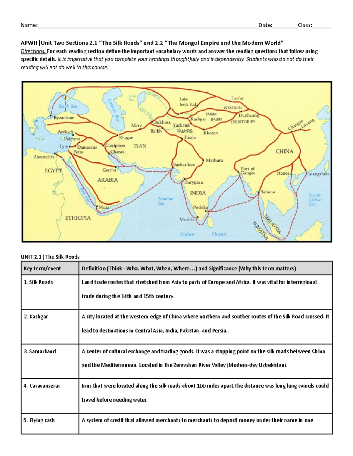 mapping the silk road worksheet answers mapping the silk road worksheet answers