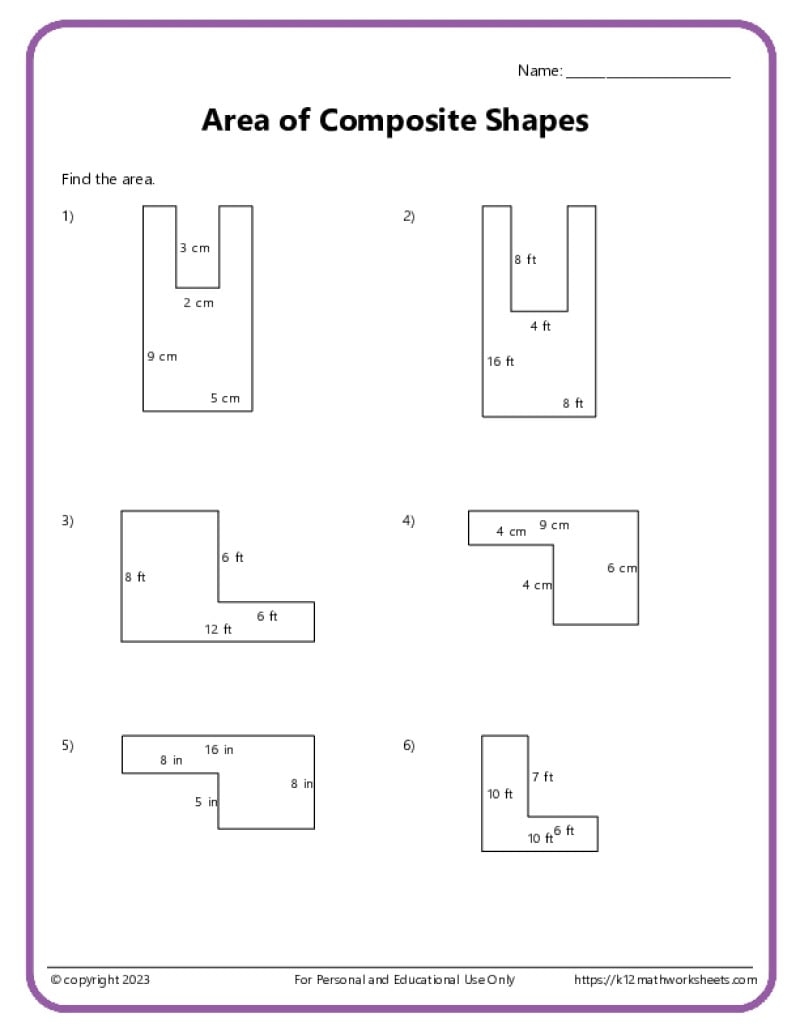 Area And Perimeter Of Composite Shapes K12 Math Worksheets Area And Perimeter Of Composite Shapes K12 Math Worksheets