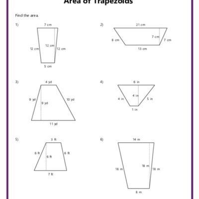 Area And Perimeter Of Trapezoids K12 Math Worksheets