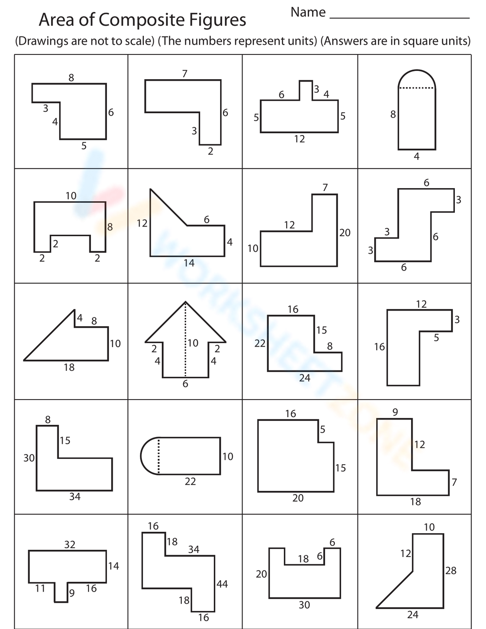 Area Of Composite Figures Worksheets Printable