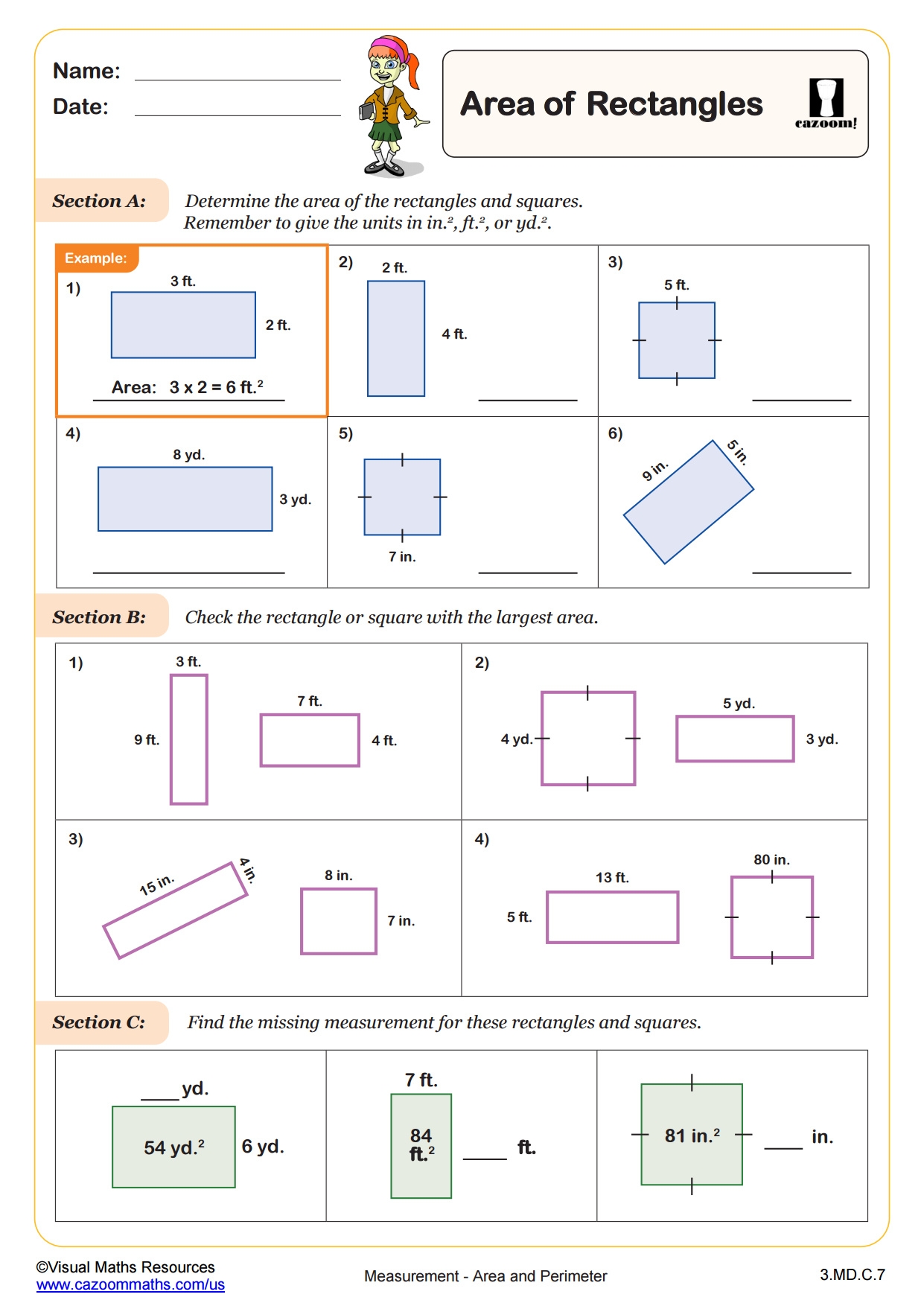 Area Of Rectangles 3rd Grade PDF Measurement Worksheets Cazoom Math Area Of Rectangles 3rd Grade PDF Measurement Worksheets Cazoom Math