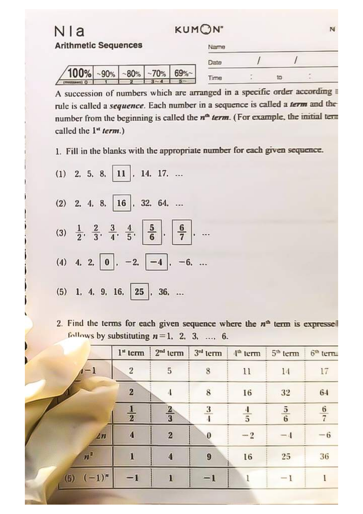 Arithmetic Sequences Worksheet Kumon