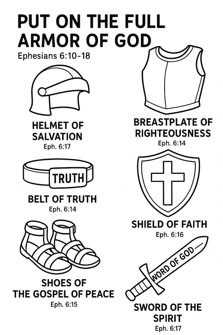Armor Of God Coloring Page Bible Lesson Ephesians 6 Printable PDF Download 