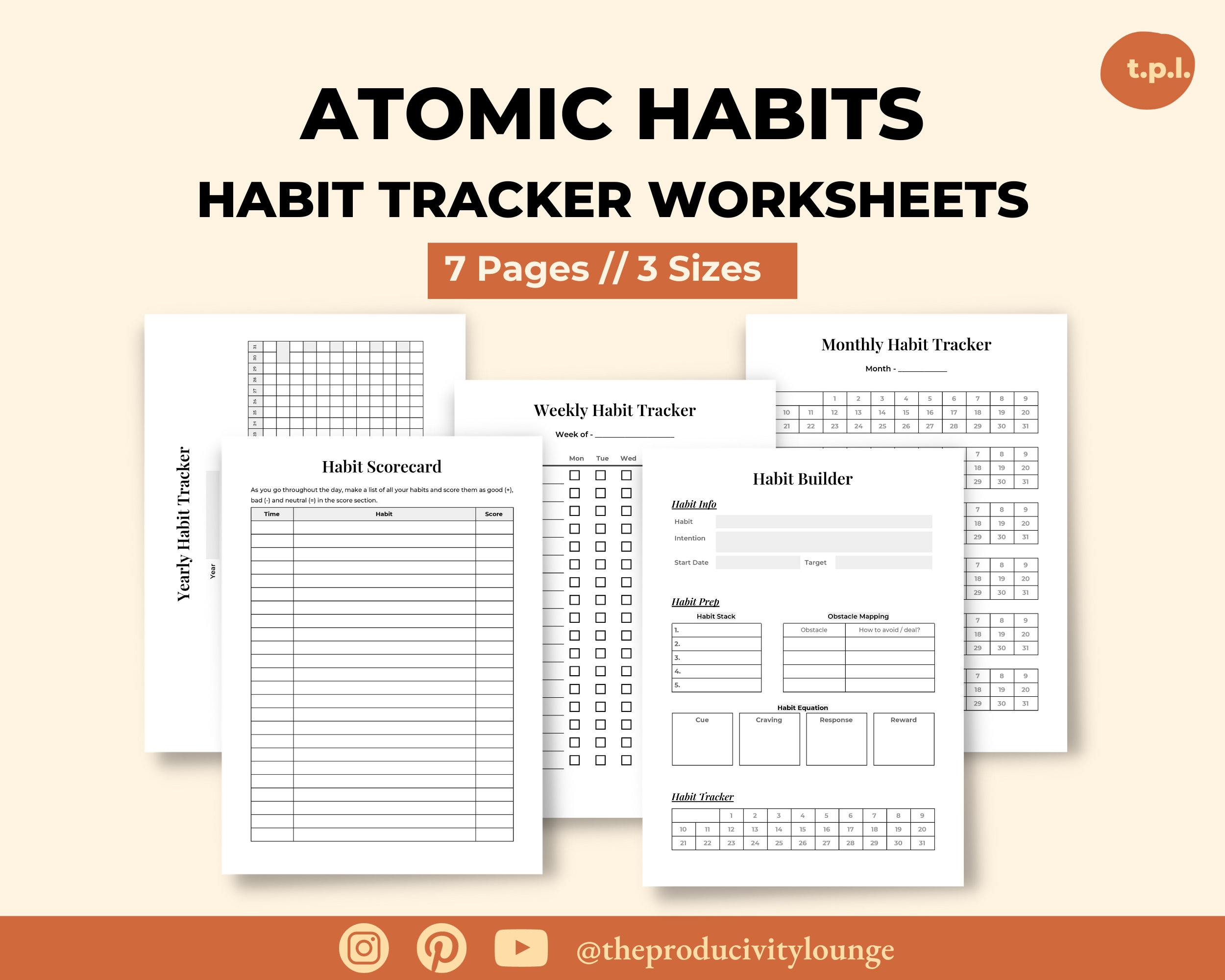 Atomic Habits Tracker Worksheets Daily Weekly Yearly printable PDF Etsy Sweden