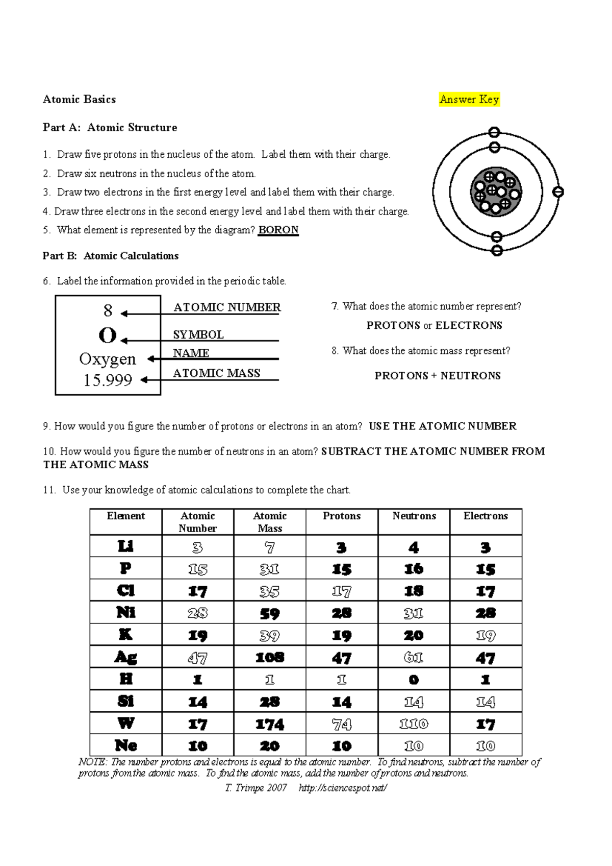 Atomic Structure Calculations Answer Key 4 Science Studocu