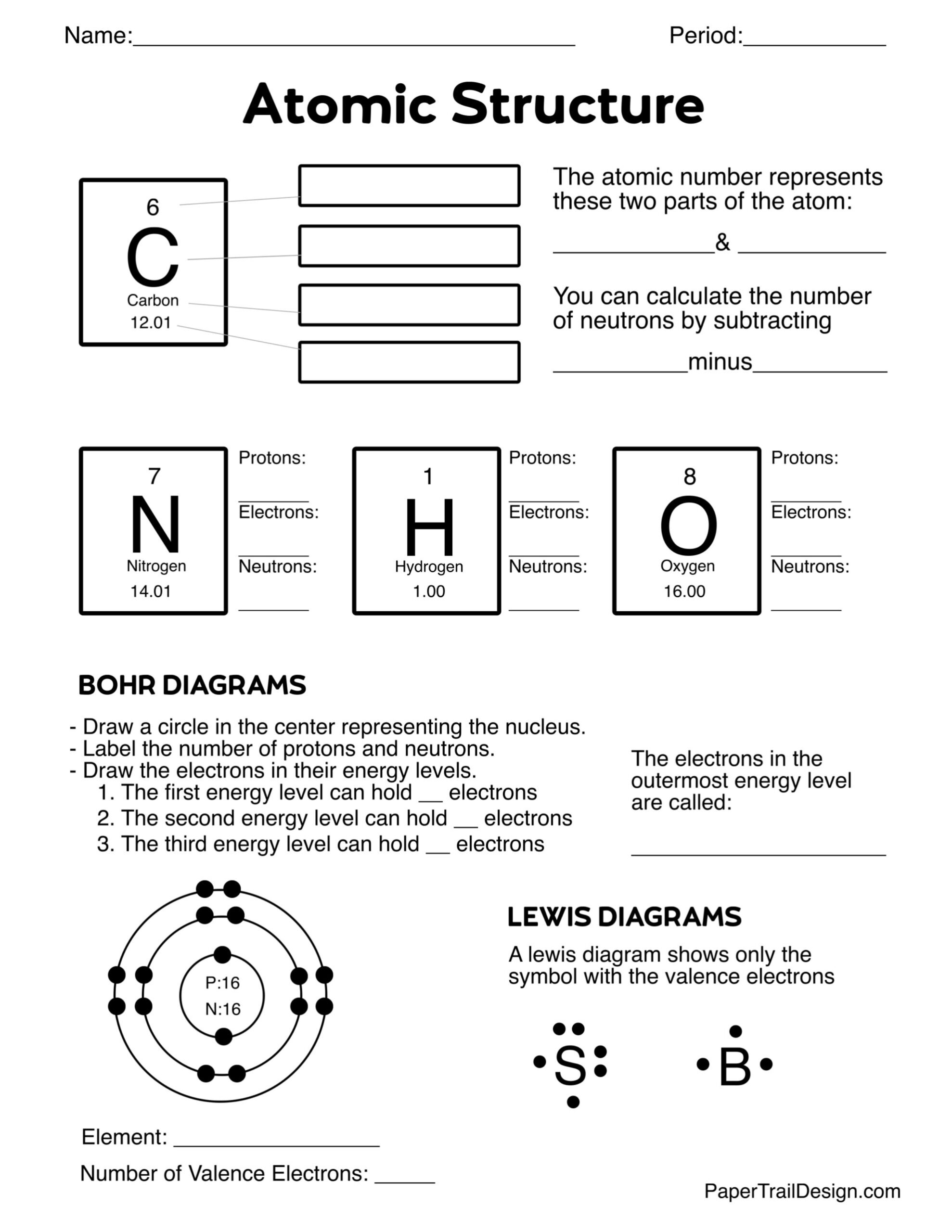Atomic Structure Worksheet Paper Trail Design Atomic Structure Worksheet Paper Trail Design