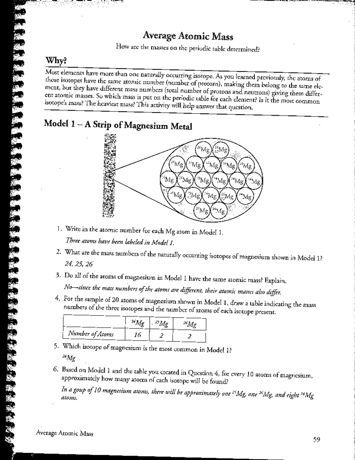 Average Atomic Mass Solutions And Explanations Studocu
