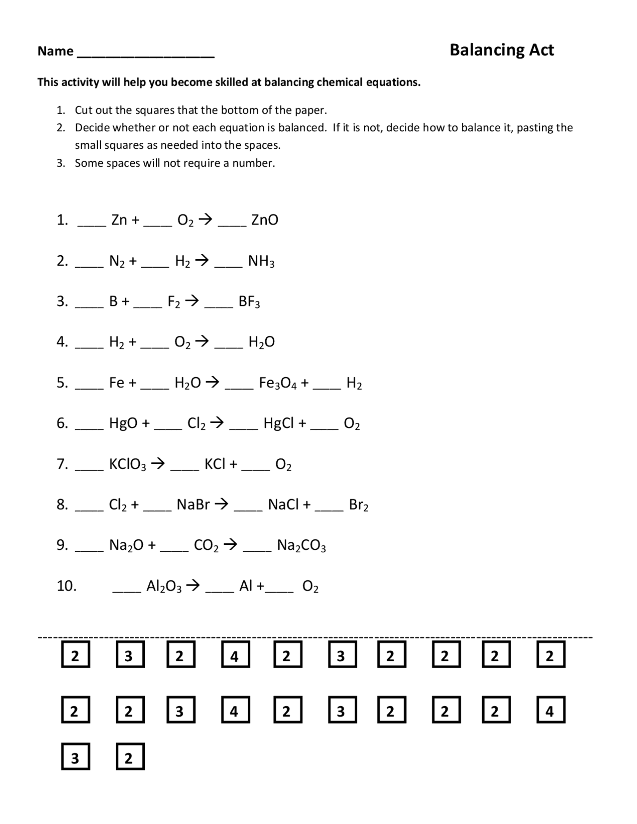 Balancing Act Summaries Chemistry Docsity