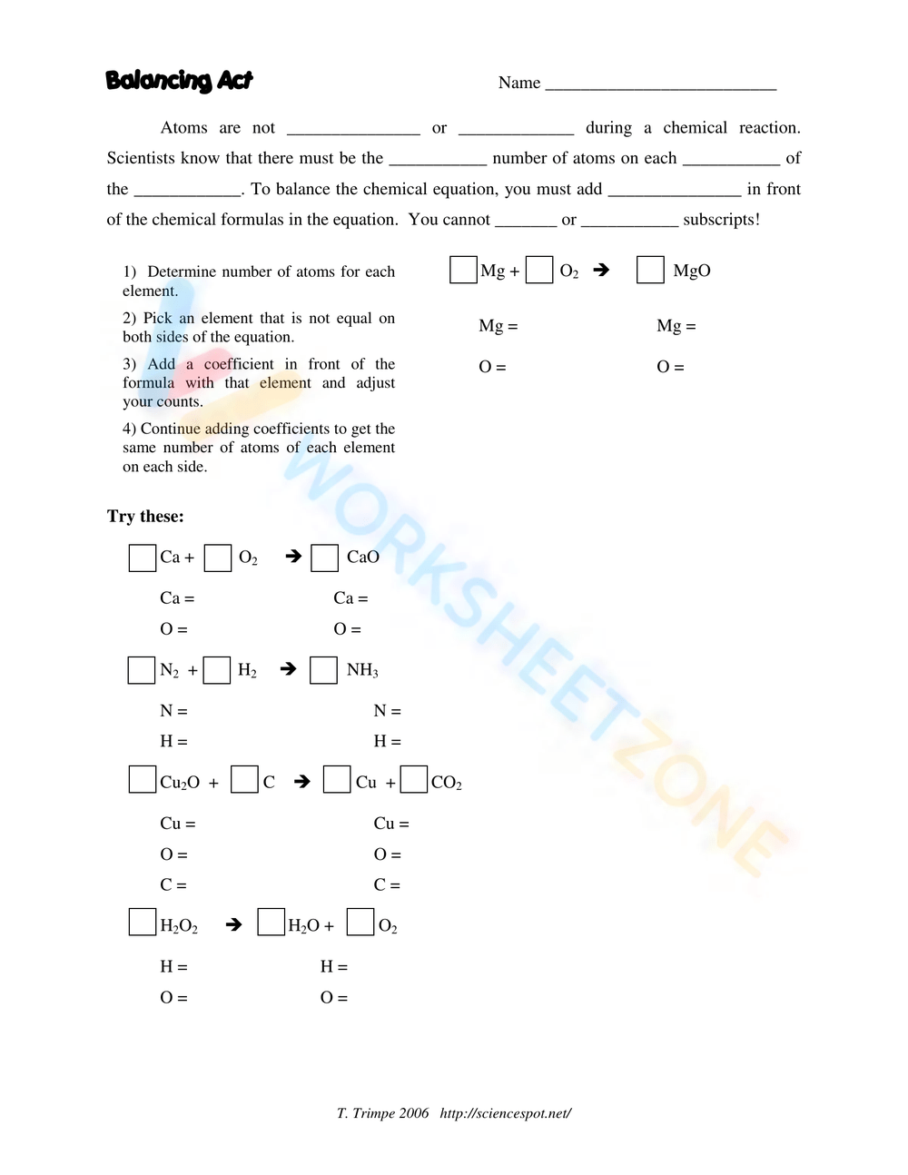 balancing act worksheet answers