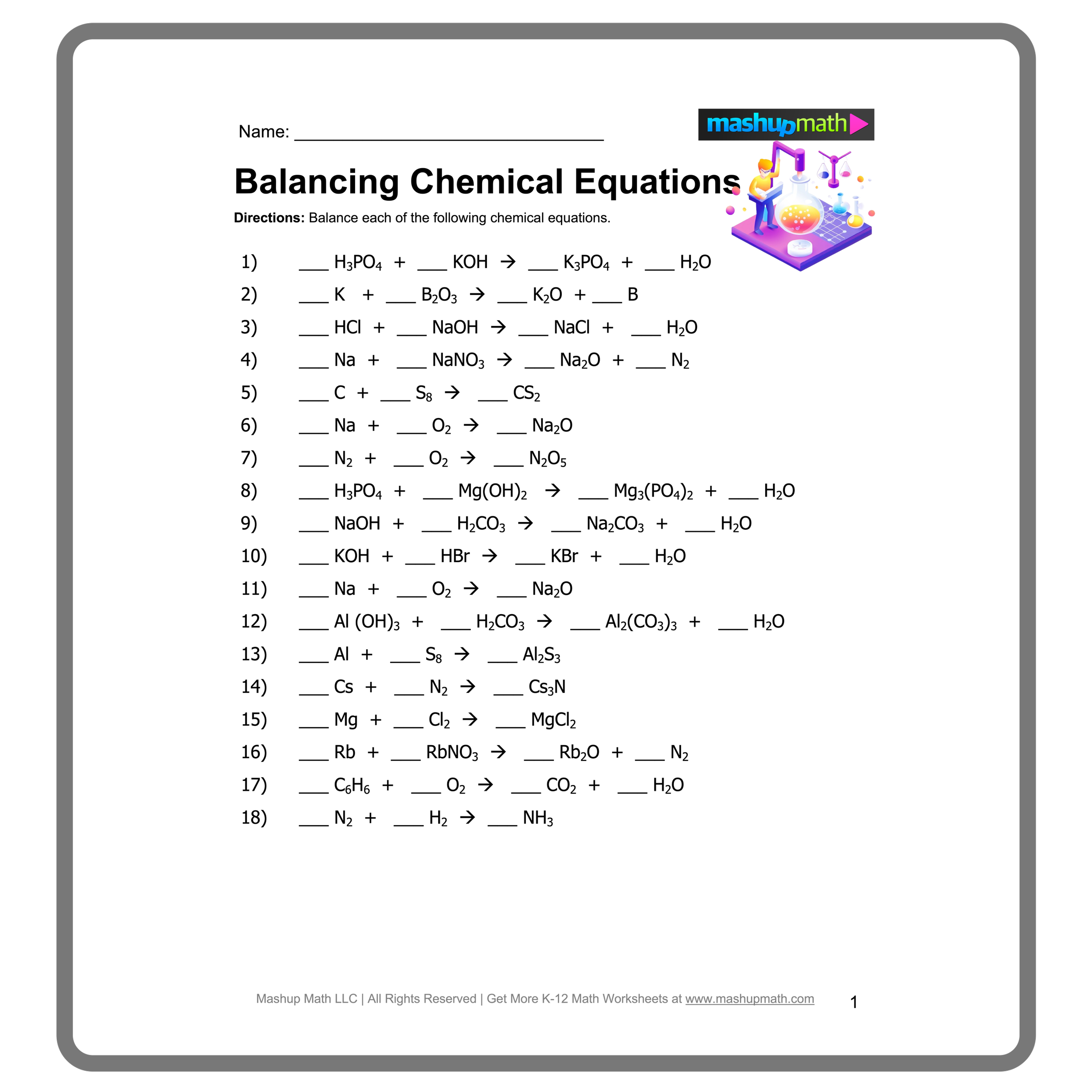 Balancing Chemical Equations Worksheets with Answers Mashup Math Balancing Chemical Equations Worksheets with Answers Mashup Math